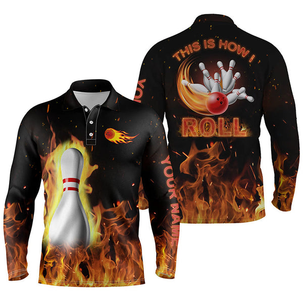 Maxcorners This Is How I Roll, Black Flame Bowling Customized Name 3D Shirt