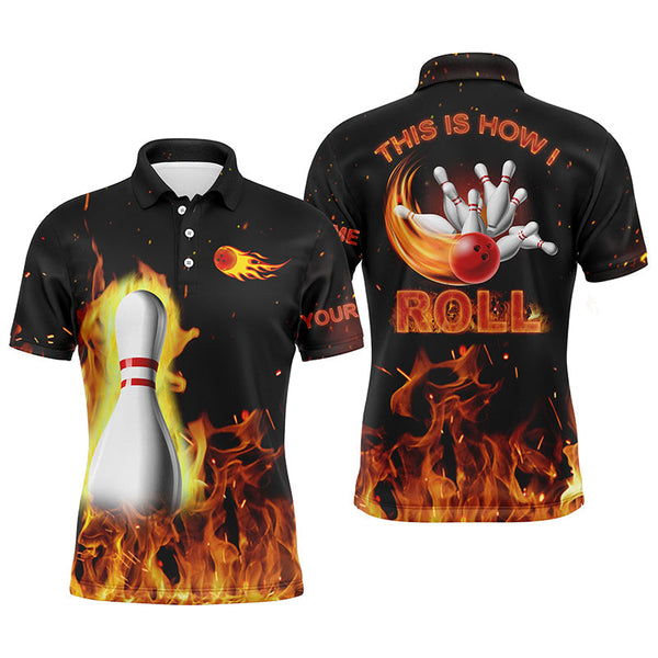 Maxcorners This Is How I Roll, Black Flame Bowling Customized Name 3D Shirt