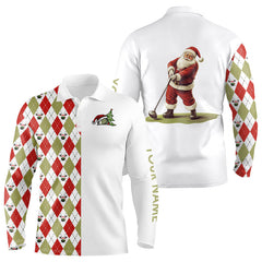 Maxcorners Christmas Golf Hoodies Custom Red, White, Green Argyle Pattern Santa Golfer Xmas Golf Gifts