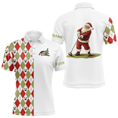 Maxcorners Christmas Golf Hoodies Custom Red, White, Green Argyle Pattern Santa Golfer Xmas Golf Gifts