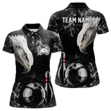 Maxcorners Personalized Black Eagle Smoke Bowling Polo, Quarter Zip Shirts Custom Bowling Team Jerseys