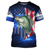 Maxcorners Crappie Fishing 3D American Flag patriotic blue galaxy Custom Crappie long sleeve Fishing Shirts MT2108