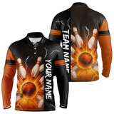 Maxcorners Orange Flame Lightning thunder Bowling shirts For Men custom bowling team jerseys Mens Bowler Outfits LM2707