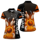 Maxcorners Orange Flame Lightning thunder Bowling shirts For Men custom bowling team jerseys Mens Bowler Outfits LM2707