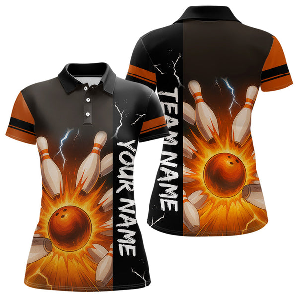 Maxcorners Orange Flame Lightning thunder Bowling shirts For Men custom bowling team jerseys Mens Bowler Outfits LM2707