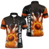 Maxcorners Orange Flame Lightning thunder Bowling shirts For Men custom bowling team jerseys Mens Bowler Outfits LM2707