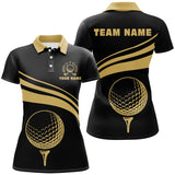 Maxcorners Personalized polo golf shirts for women, custom gold Womens golf shirts team golf jersey | Black