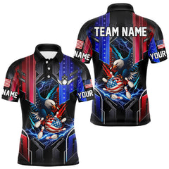 Maxcorners American flag bowling jersey Custom patriotic Lightning Thunder Eagle Bowling shirts for men TU2310