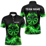 Maxcorners Green Flame Smoke Lucky clover Darts Shirts For Men Custom St Patrick Day Team Darts Jersey Outfit