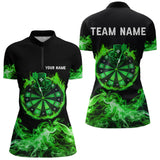 Maxcorners Green Flame Smoke Lucky clover Darts Shirts For Men Custom St Patrick Day Team Darts Jersey Outfit