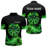 Maxcorners Green Flame Smoke Lucky clover Darts Shirts For Men Custom St Patrick Day Team Darts Jersey Outfit