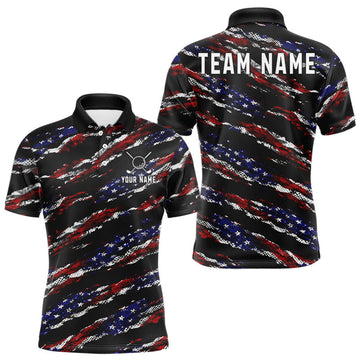 Maxcorners Black American Flag pattern Golf Polo shirts for men custom mens patriotic golf shirts, golfer gifts