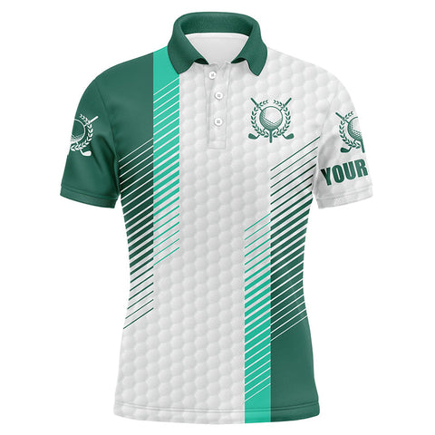 Maxcorner Customized Name Green And White Golf 3D Polo Shirt