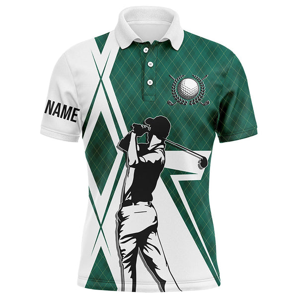 Maxcorner Customized Name White Mens Golf 3D Polo Shirt