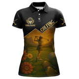 Maxcorners Black & Gold Golf polo shirt for men Custom Mens golf tops, gift for golfer LM2707