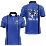 Maxcorners Retro Bowling Polo, Quarter Zip shirts For Men custom bowling team shirts Bowler Outfits | Blue LM2608