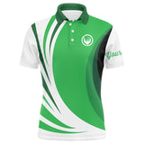 Maxcorners Mens polo golf shirts custom name green and white golf shirt, team golf shirts mens