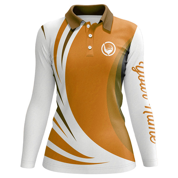 Maxcorners Women golf polo shirt custom name orange and white golf shirt, team golf shirts ladies