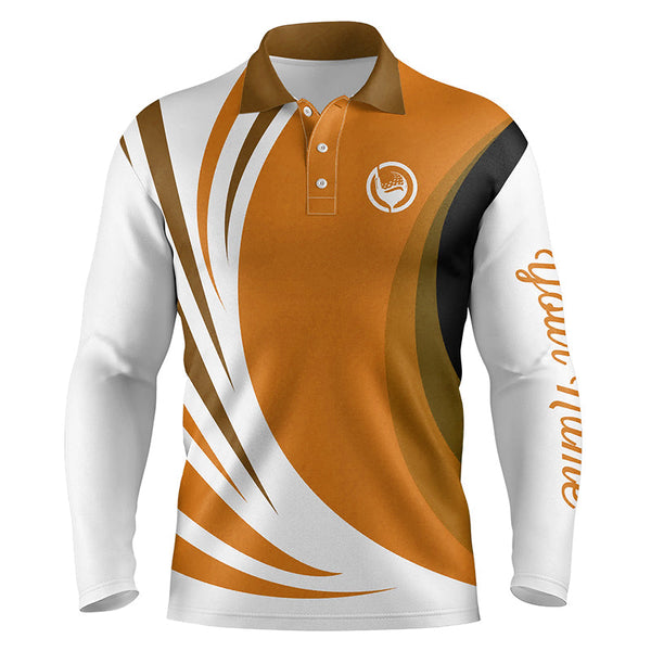 Maxcorners Mens polo golf shirts custom name orange and white golf shirt, team golf shirts mens