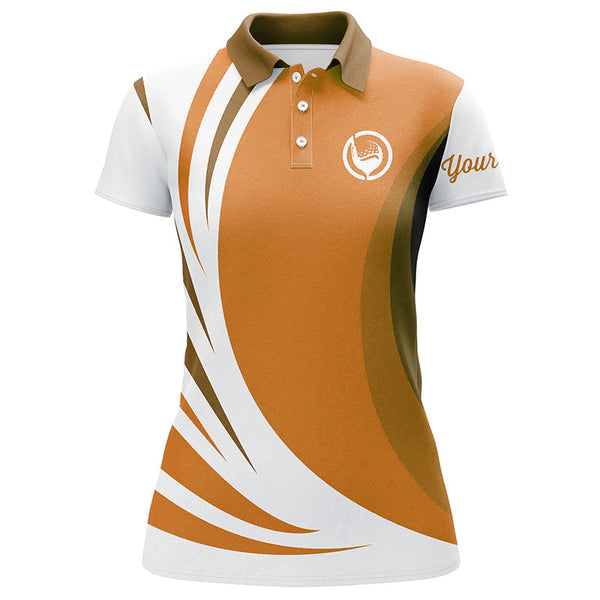 Maxcorners Women golf polo shirt custom name orange and white golf shirt, team golf shirts ladies