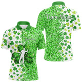 Maxcorners Green Glitter Shamrock Clover Darts Shirts For Men Custom St Patrick Day Darts Team Jersey