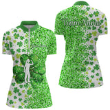 Maxcorners Green Glitter Shamrock Clover Darts Shirts For Men Custom St Patrick Day Darts Team Jersey