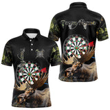 Maxcorners Personalized Black Camo Moose Darts Shirts For Men Custom Darts Team Jerseys