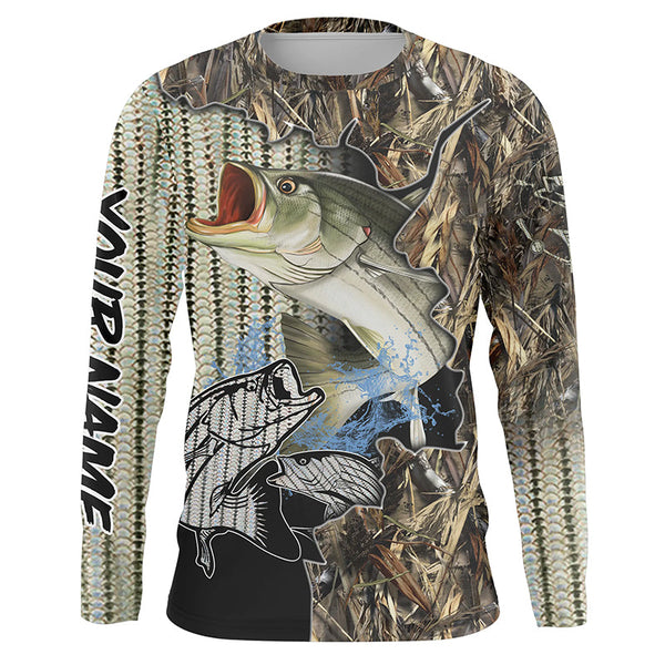 Maxcorners Customized Name Striped Bass Striper Fishing 3D Shirts