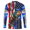 Maxcorners Bass Fishing American Flag patriotic UV protection Custom name long sleeves fishing shirt for men LM0501