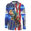 Maxcorners Bass Fishing American Flag patriotic UV protection Custom name long sleeves fishing shirt for men LM0501