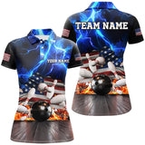 MaxcornersBlue Lightning thunder storm American Flag Bowling Shirts Custom Bowling Team League Jerseys