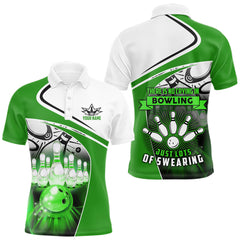 Maxcorners Funny Bowling Shirts For Men custom name There is no crying in bowling just lots of swearing | Green LM2512