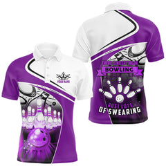 Maxcorners Funny Bowling Shirts For Men custom name There is no crying in bowling just lots of swearing | Purple LM2512