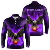 Maxcorners Personalized Purple Flame Eagle Custom Bowling Team Shirts For Mens, Fire Eagle Bowling League Jersey