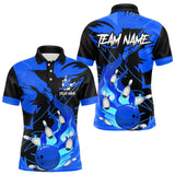 Maxcorners Eagle Flame Bowling Ball And Pins Custom Mens Bowling Shirts, Team Bowling Jerseys | Blue