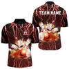 Maxcorners Personalized Red Lightning Thunder Bowling Shirt For Men Custom Bowling Team bowling attire for men LM263