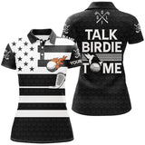 Maxcorners Black and White American Flag Women golf polo shirt custom Talk birdie to me funny ladies golf tops