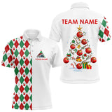 Maxcorners Christmas Tree Bowling Shirts Custom Red, White, Green Argyle Pattern Bowling Team Jerseys