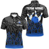 Maxcorners Blue Flame Fire Bowling Shirts Black Camo Bowling Jerseys Personalized Bowling Team Shirts