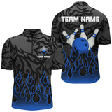 Maxcorners Blue Flame Fire Bowling Shirts Black Camo Bowling Jerseys Personalized Bowling Team Shirts