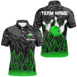 Maxcorners Green Flame Fire Bowling Shirts Black Camo Bowling Jerseys Personalized Bowling Team Shirts