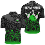 Maxcorners Green Flame Fire Bowling Shirts Black Camo Bowling Jerseys Personalized Bowling Team Shirts