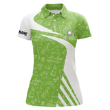 Maxcorners White and Green Golf pattern Womens golf polo shirts custom golf attire for ladies