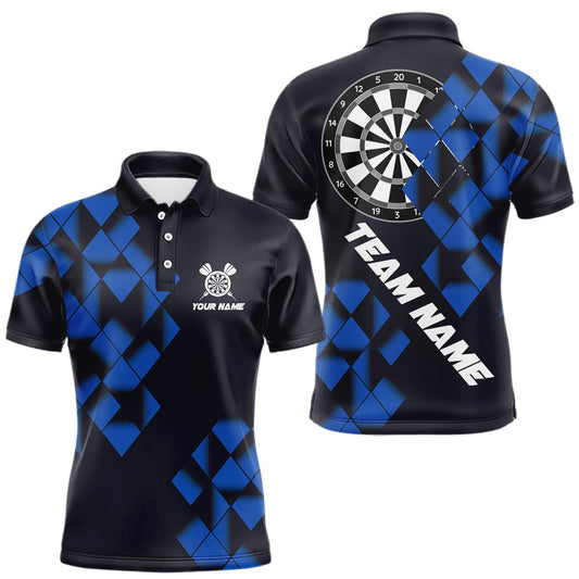 Maxcorners Personalized Black and Blue Darts Board 3D Printed Men Dart Shirts Custom Cool Dart Jerseys For Team