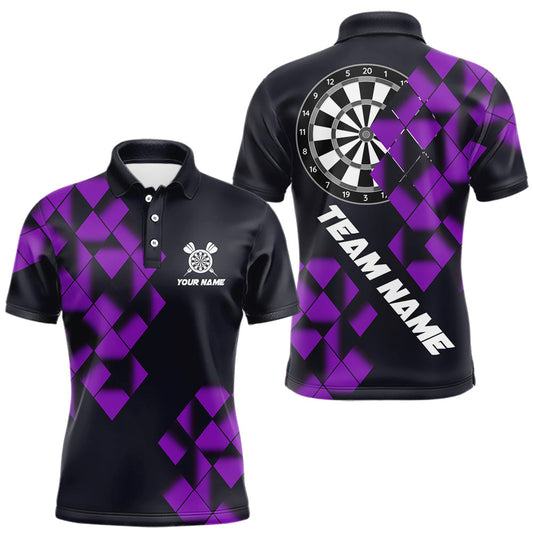 Maxcorners Personalized Black and Purple Dart Board 3D Printed Men Dart Shirts Custom Cool Dart Jerseys For Team