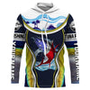 Maxcorners Tuna fishing American flag patriotic tuna scales Custom Name Long sleeve, Long Sleeve Hooded LM0501