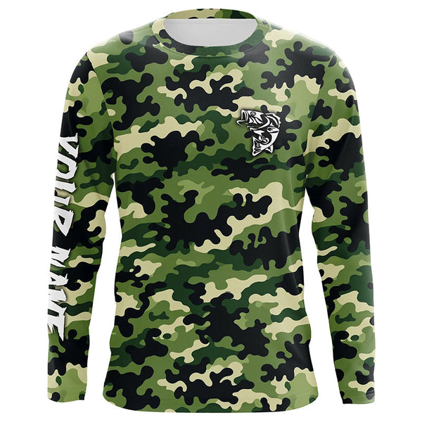 Maxcorners Bass fishing green camouflage Custom bass fishing Shirts jerseys - personalized camo fishing apparel MT2108