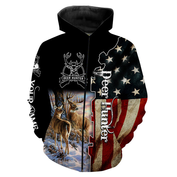 Maxcorners Custom Name Deer hunter American Shirt 3D All Over Printed Clothes