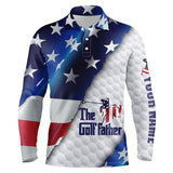 Maxcorner Customized Name The Golf Father American Flag Patriotic 3D Polo Shirt