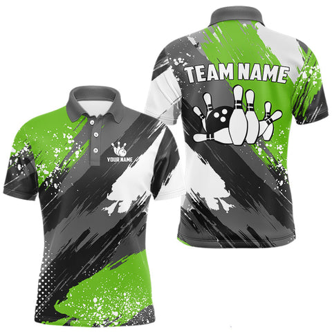 Maxcorners Green Grunge pattern Bowling Team Shirt For Men Custom Bowling jersey Uniform Bowler Outfits